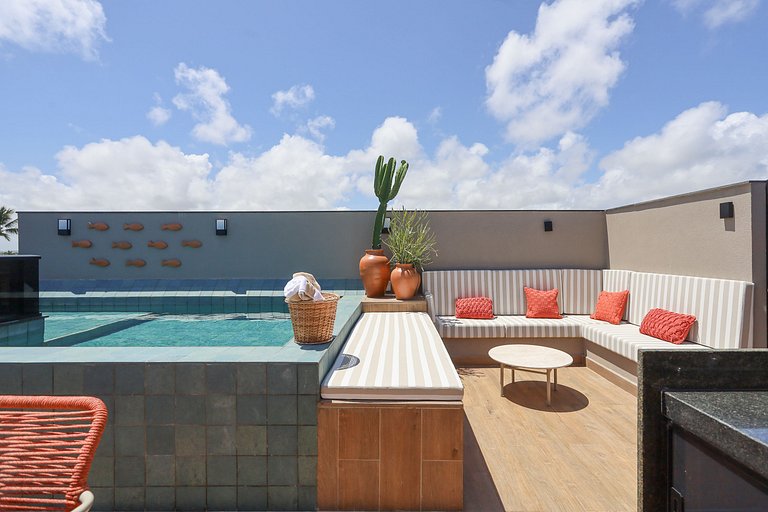 Rooftop 1 Suíte com Piscina Privativa - Pé na area- Cais Mur
